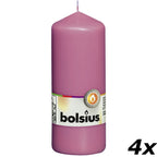 Set of 4 pillar candles - Height 15 cm - Diameter 5.8 cm - Fuchsia