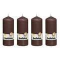 Lot de 4 bougies piliers - Hauteur 15 cm - Diamètre 5,8 cm - Brun châtaigne