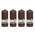 Lot de 4 bougies piliers - Hauteur 15 cm - Diamètre 5,8 cm - Brun châtaigne