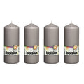 Lot de 4 bougies piliers - Hauteur 15 cm - Diamètre 5,8 cm - Gris chaud