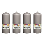 Lot de 4 bougies piliers - Hauteur 15 cm - Diamètre 5,8 cm - Gris chaud