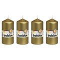 Lot de 4 bougies piliers - Hauteur 12 cm - Diamètre 5,8 cm - Or