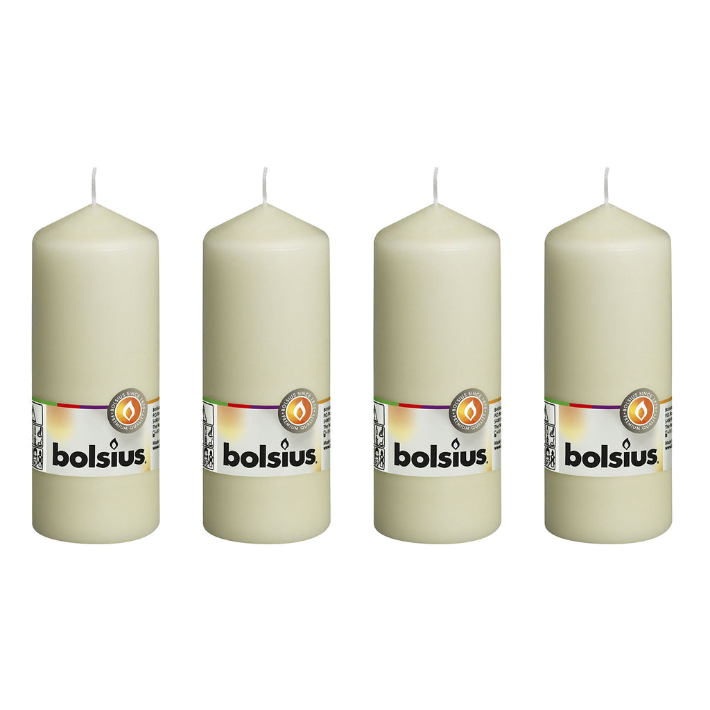 Lot de 4 bougies piliers - Hauteur 15 cm - Diamètre 5,8 cm - Ivoire