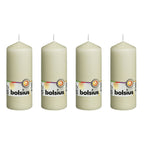 Lot de 4 bougies piliers - Hauteur 15 cm - Diamètre 5,8 cm - Ivoire