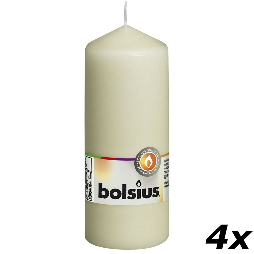 Lot de 4 bougies piliers - Hauteur 15 cm - Diamètre 5,8 cm - Ivoire