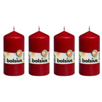 4er-Set Stumpenkerze - Höhe 12 cm - Durchmesser 5,8 cm - Rot