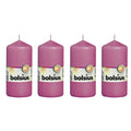 Lot de 4 bougies piliers - Hauteur 12 cm - Diamètre 5,8 cm - Fuchsia