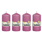 Lot de 4 bougies piliers - Hauteur 12 cm - Diamètre 5,8 cm - Fuchsia