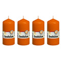 4er-Set Stumpenkerze - Höhe 12 cm - Durchmesser 5,8 cm - Mango