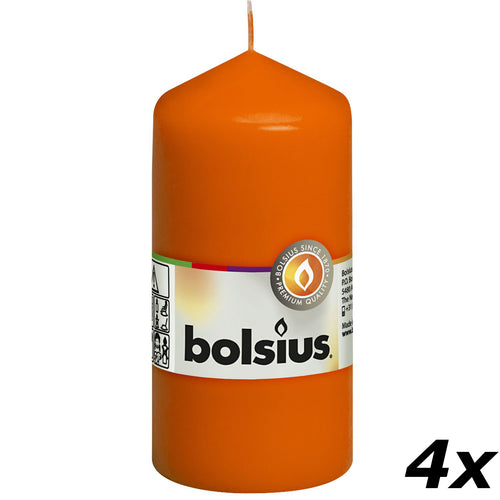 Lot de 4 bougies piliers - Hauteur 12 cm - Diamètre 5,8 cm - Mangue