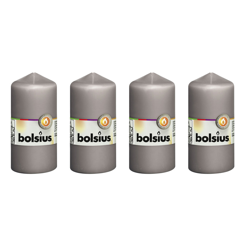 Set of 4 pillar candles - Height 12 cm - Diameter 5.8 cm - Warm grey