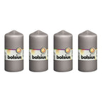 Set of 4 pillar candles - Height 12 cm - Diameter 5.8 cm - Warm grey