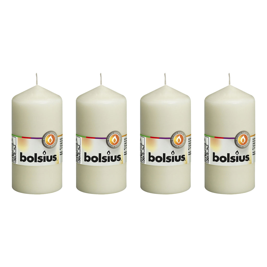 Set of 4 pillar candles - Height 12 cm - Diameter 5.8 cm - Ivory