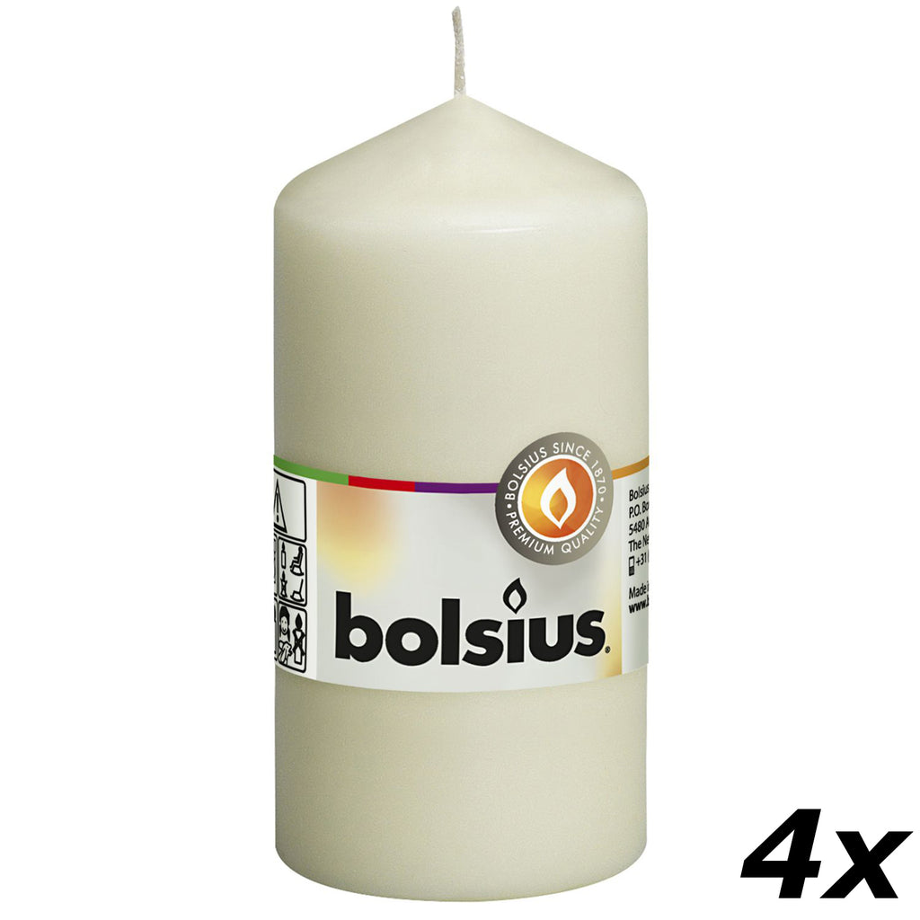 Set of 4 pillar candles - Height 12 cm - Diameter 5.8 cm - Ivory