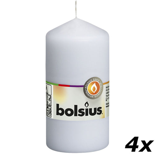Lot de 4 bougies piliers - Hauteur 12 cm - Diamètre 5,8 cm - Blanches