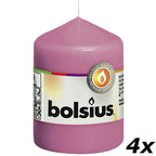4er-Set Stumpenkerze - Höhe 8 cm - Durchmesser 5,8 cm - Fuchsia
