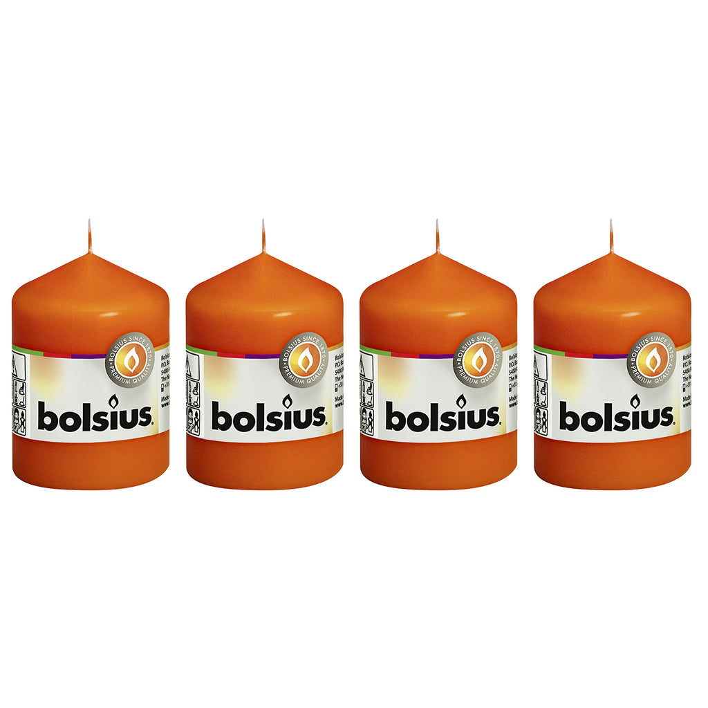 Lot de 4 bougies piliers - Hauteur 8 cm - Diamètre 5,8 cm - Mangue