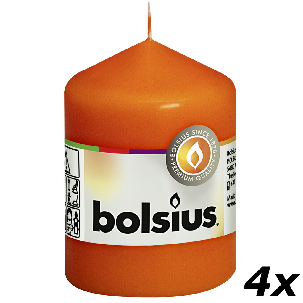 Lot de 4 bougies piliers - Hauteur 8 cm - Diamètre 5,8 cm - Mangue