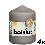 Set of 4 pillar candles - Height 8 cm - Diameter 5.8 cm - Warm grey