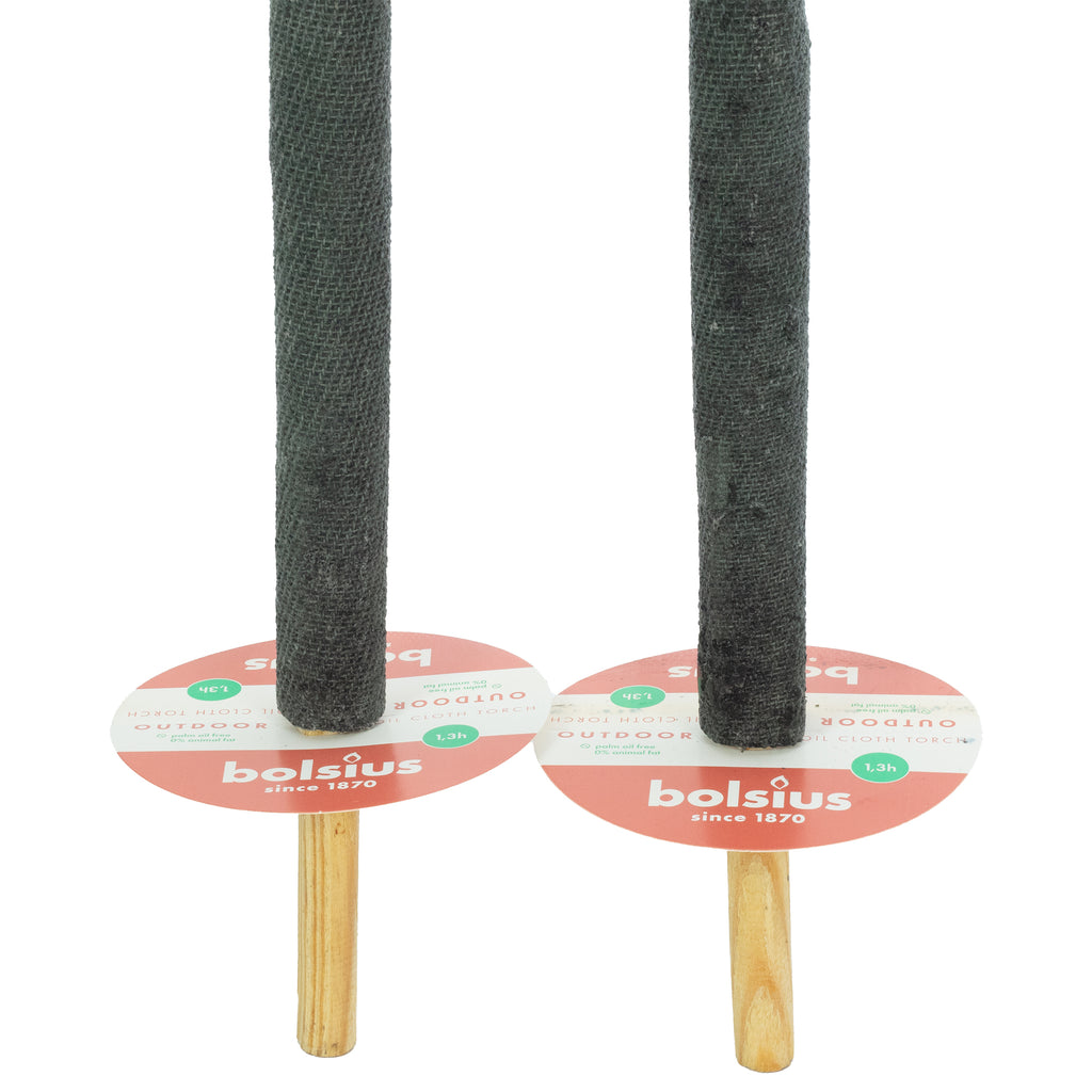 Outdoor-Wachstuchfackel schwarz - Brenndauer 1,3 Stunden - Länge: 75 cm - 2 Stück