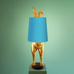 Tischleuchte Hiding Bunny - gold/türkis - Polyresin - 24x24x74 cm - E27, Kabel: 1,4 m