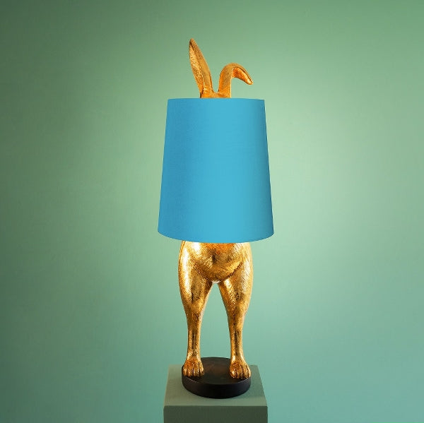 Tischleuchte Hiding Bunny - gold/türkis - Polyresin - 24x24x74 cm - E27, Kabel: 1,4 m