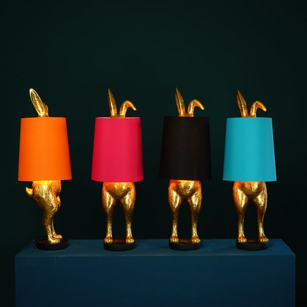 Tischleuchte Hiding Bunny - gold/türkis - Polyresin - 24x24x74 cm - E27, Kabel: 1,4 m