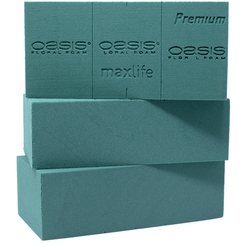 3 sachets de mousse florale premium OASIS® Original pour des fleurs fraîches qui durent plus longtemps - Mousse florale - Mousse florale humide pour mariages, anniversaires, églises et offices religieux - Forme brique