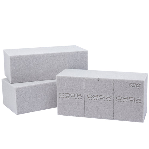 3 x Mousse florale OASIS® SEC originale pour fleurs séchées - Mousse florale pour fleurs - Mousse florale sèche pour mariages, anniversaires, églises, forme brique