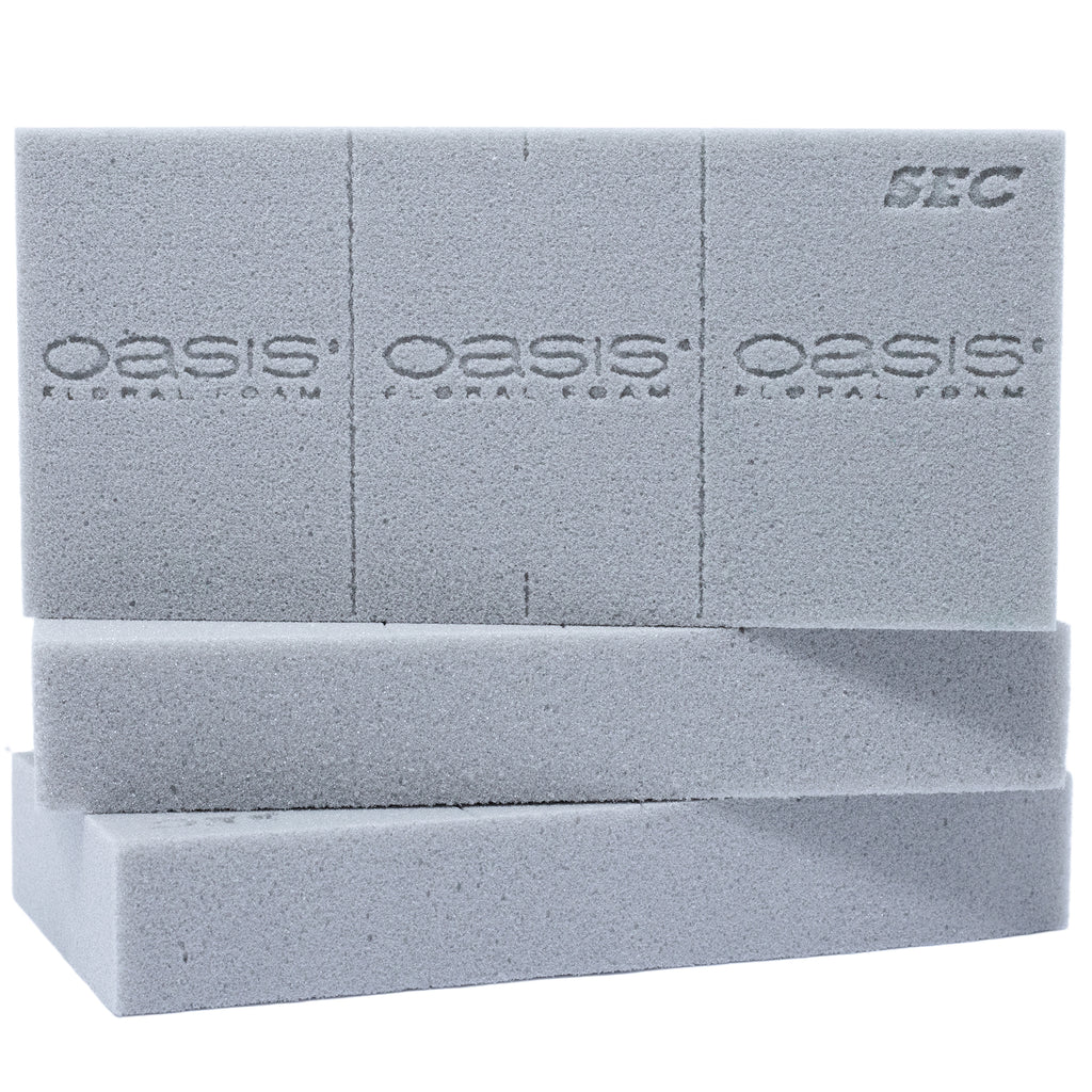3x Original OASIS® SEC Steckschaum für Trockenblumen - Steckmasse Blumen - Trockensteckschaum Hochzeit Geburtstag Kirche Ziegelform