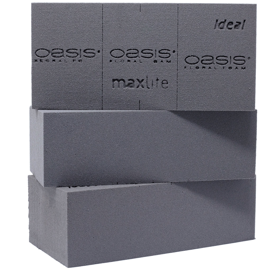 3x Original OASIS® BLACK IDEAL maxlife Steckschaum für längere Haltbarkeit bei Frischblumen - Steckmasse Blumen - Nasssteckschaum Hochzeit Geburtstag Kirche Ziegelform