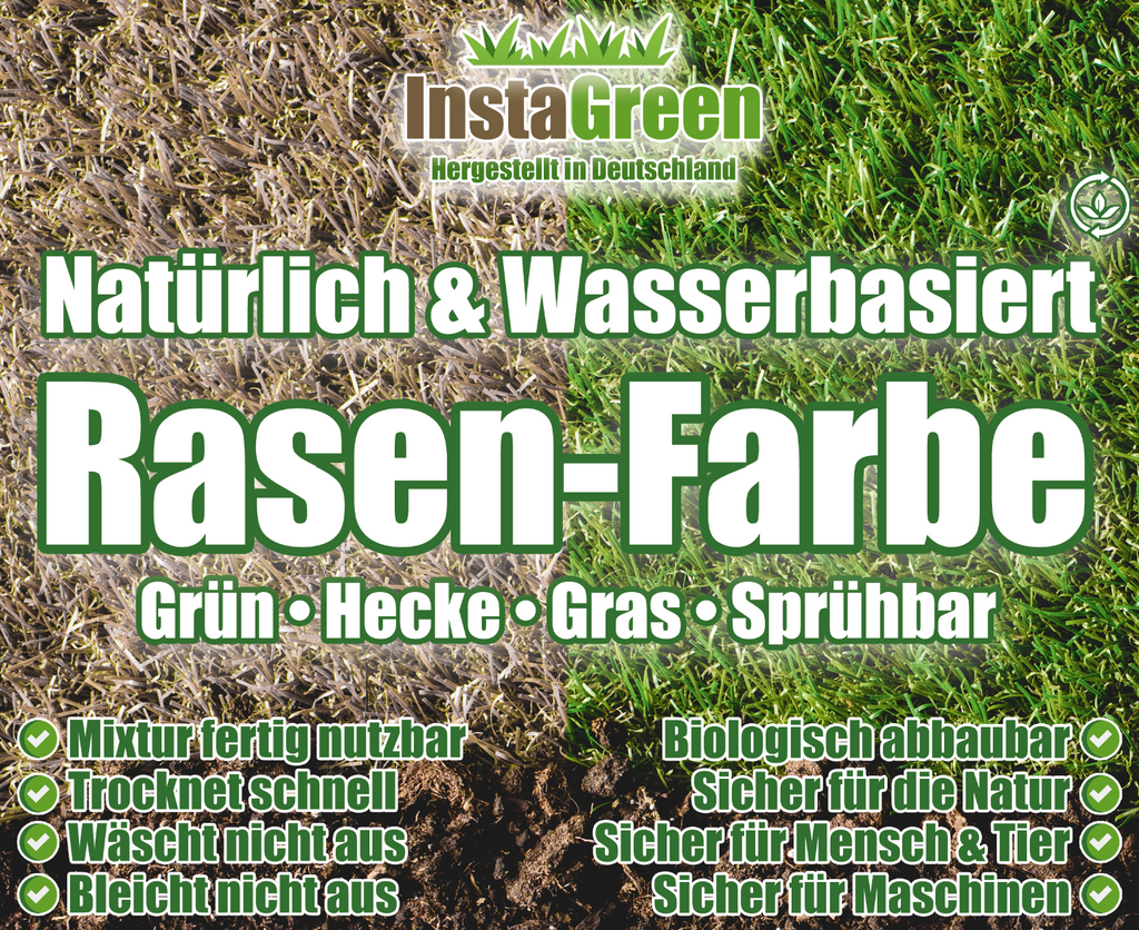 InstaGreen Premium Hecken- & Rasenfarbe - Sofortgrün für Rasen und Hecken, gebrauchsfertig