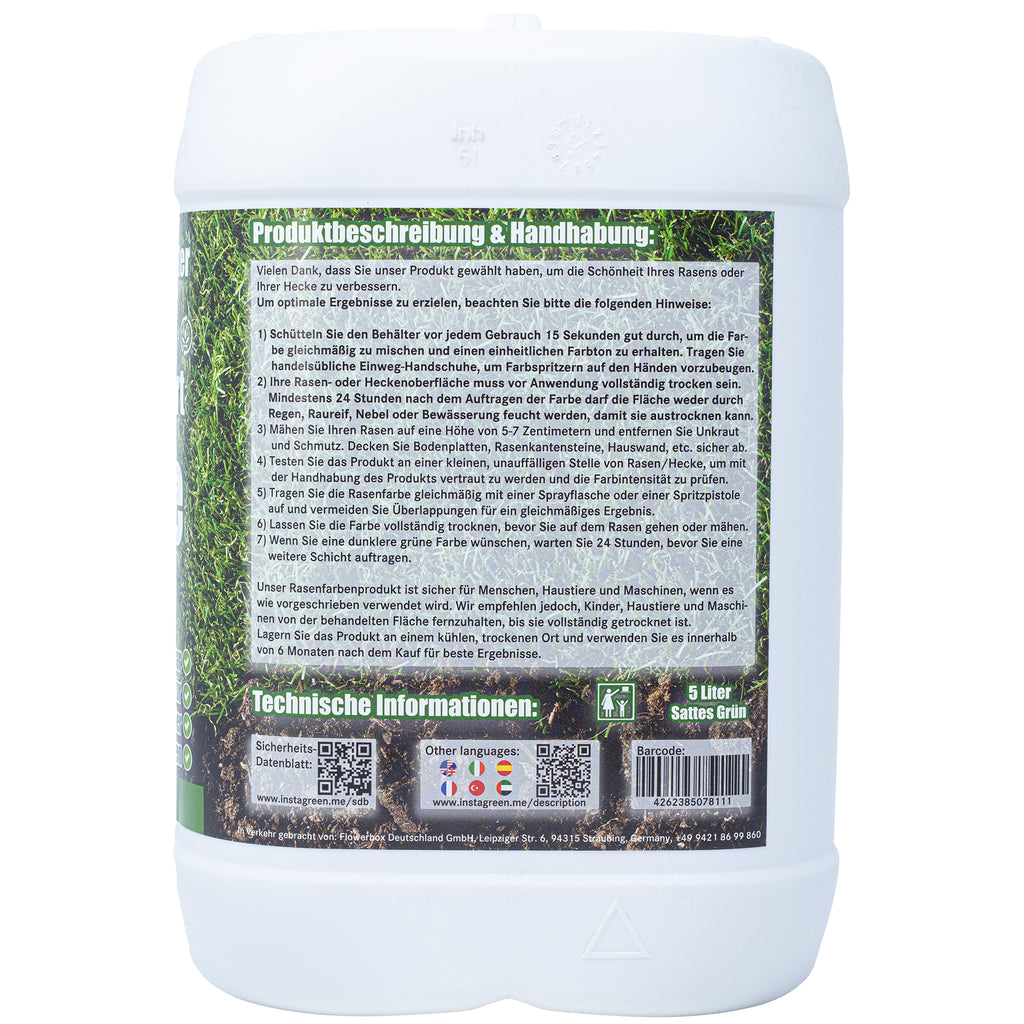 InstaGreen Premium Hecken- & Rasenfarbe - Sofortgrün für Rasen und Hecken, gebrauchsfertig