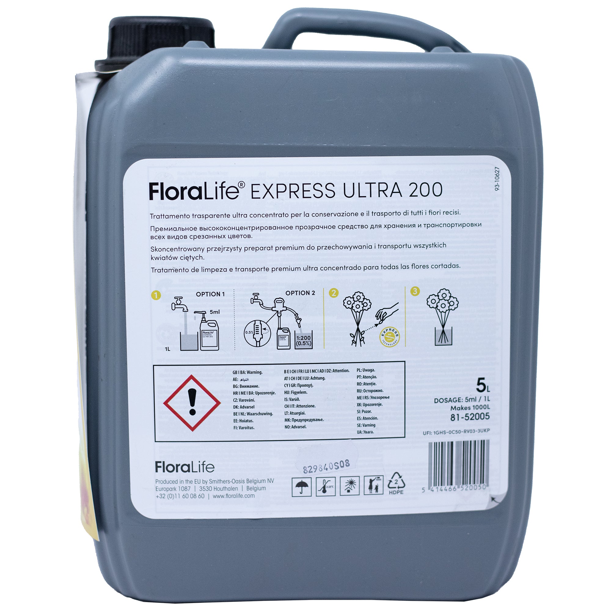 Engrais pour fleurs FloraLife® Express ULTRA 200 - hautement concentré - bidon de 5 litres - 1 unité