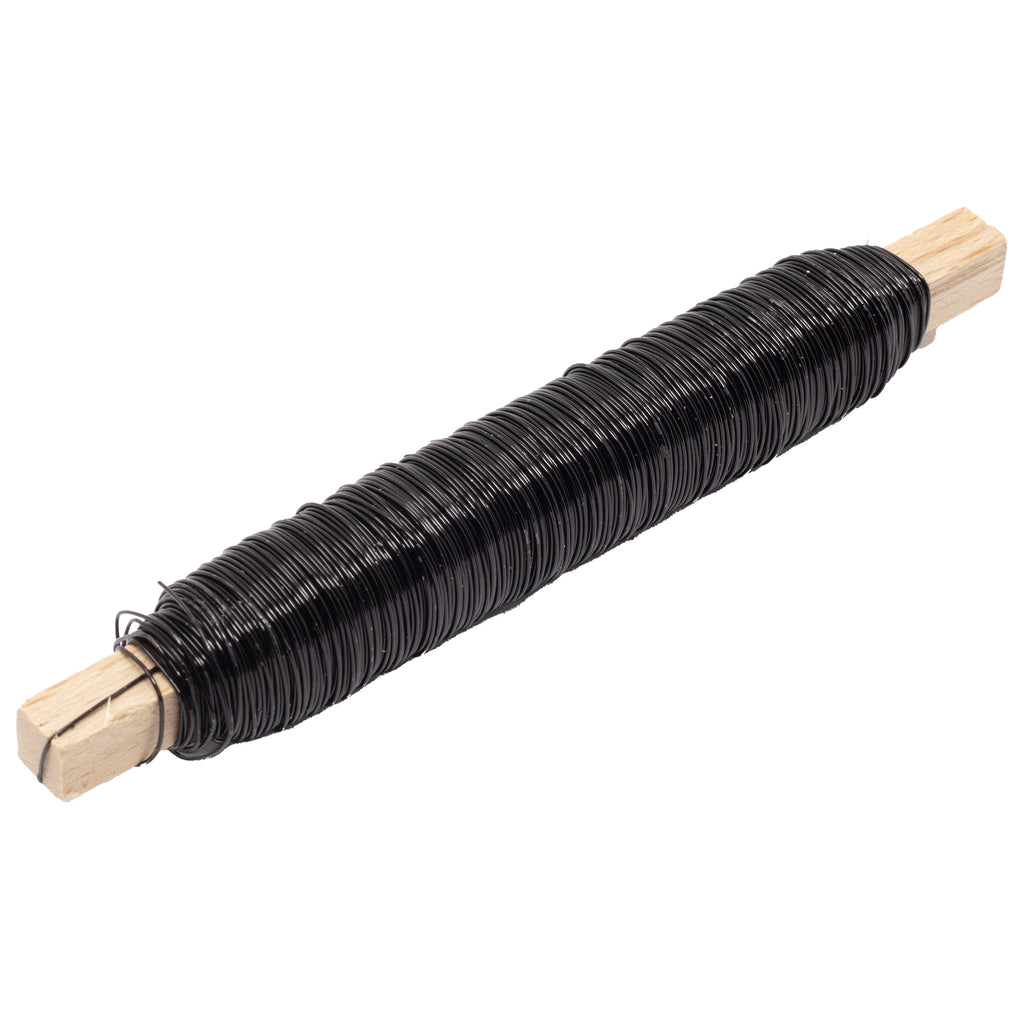 Decolackdraht auf Holzstab - schwarz - 0,50 mm, 50 m, 100 g