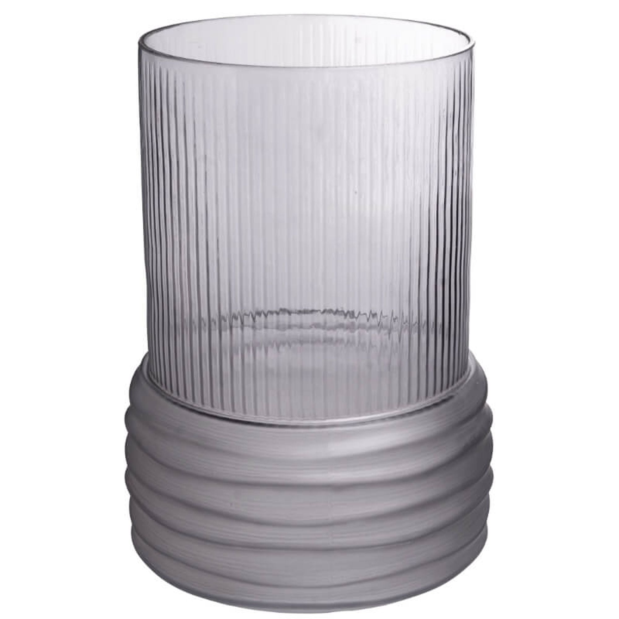TIMELESS glass hurricane  - Glas, grau - H: 25,5 cm | Ø 19,0 cm